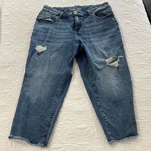 Maurices Blue Ankle Cropped Distressed Jeans